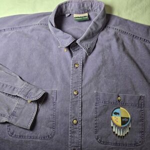 COLDWATER CREEK‎ Shirt Vintage Buffalo Bison Button Up Size XL 100% Cotton USA
